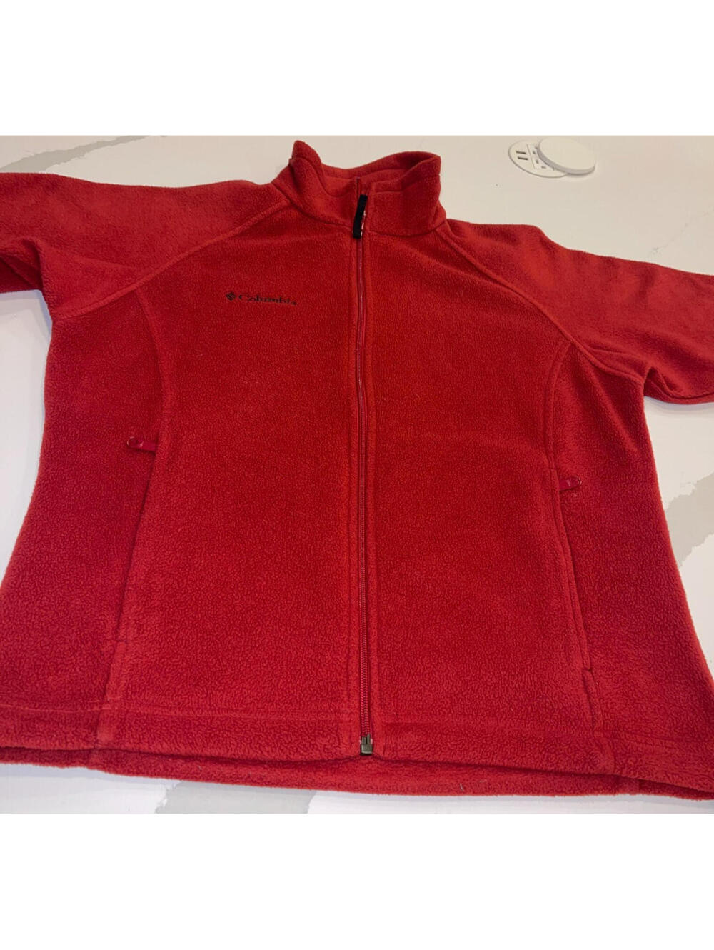 COLUMBIA RED FLEECE SOFT WARM COZY FULL ZIP MOCK NECK JACKET  WOMEN'S SMALL